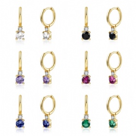 Round Gems Hoop Earrings