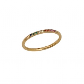 Colorful CZ Quarter Eternity Ring