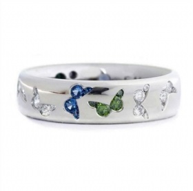 Butterfly Colorful CZ Ring