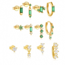 Geometric CZ Earring Set