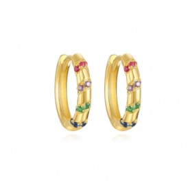 Colorful CZ Hoop Earrings