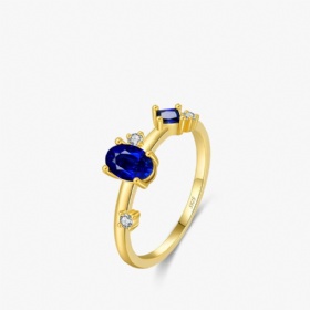 Geometric Sapphire Ring with Diamonds