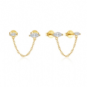 Marquise Diamond Chain Earrings