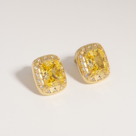 Square Citrine Studs