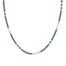 Malachite Beads Pearl Necklace