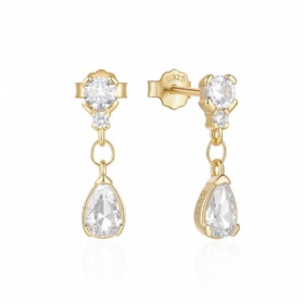 Teardrop CZ Drop Earrings