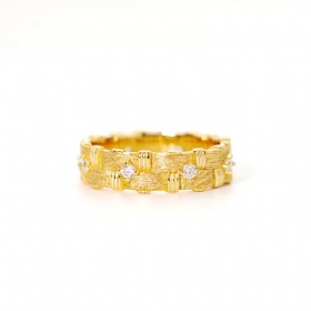 Woven Brushed CZ Ring