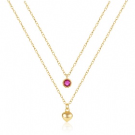 Double Layer Heart Gems Necklace