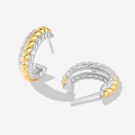 Two-tone Twist C-shaped Earrings