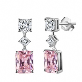 Square CZ Drop Earrings