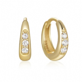 3 CZ Hoop Earrings