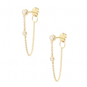 CZ Chain Back Drop Earrings