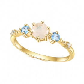 Moonstone Ring with CZs