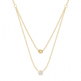 Double Layer Single Diamond Bead Necklace