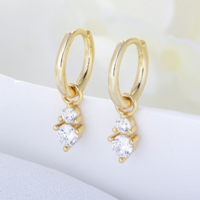 2 CZ Dangling Hoop Earrings