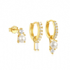 Pearl CZ Earrings Set