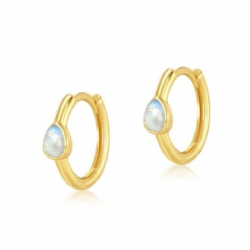 Teardrop Moonstone Hoop Earrings