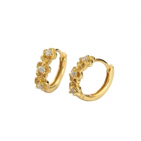 Flower CZ Hoop Earrings