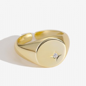 Star Diamond Signet Open Ring