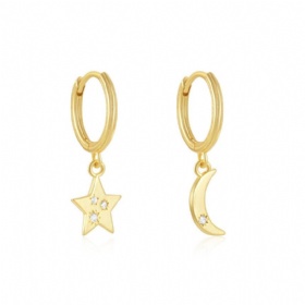 Star & Moon Hoop Earrings