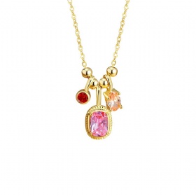 Colored Gems Charm Necklace