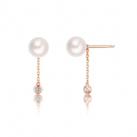 Pearl Dangling Diamond Earrings