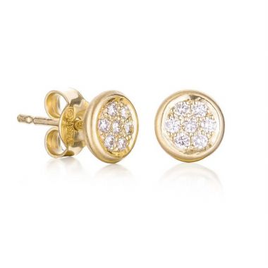 Round Paved Diamond Stud Earrings