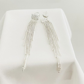 Box Chain Tassel Drop Earrings